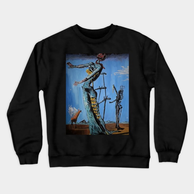 Painting The Burning Giraffe Salvador Dali T-Shirt T-Shirt Crewneck Sweatshirt by J0k3rx3